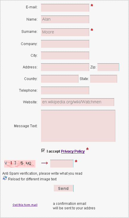 Email marketing subscription form