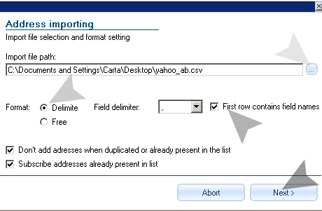 import csv and txt mailing list formats