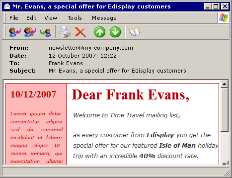 dibujo final de un e-mail personalizado en la bandeja de entrada de su cliente