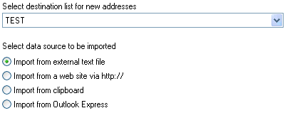 Import Mailing list database outlook express or excel text file