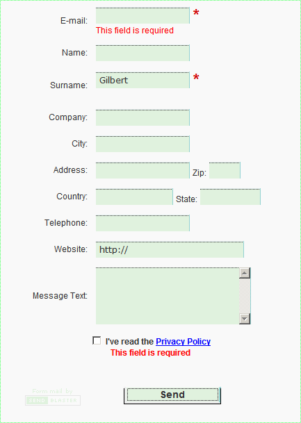 single optin complete form with javascript check