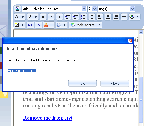 Insertar vínculo de desuscripción