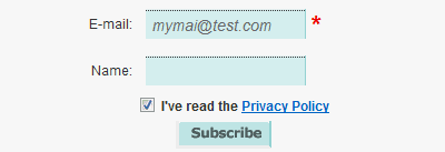 Opt-in mailing list subscription website example