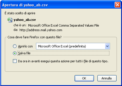 Salva file Yahoo! CSV